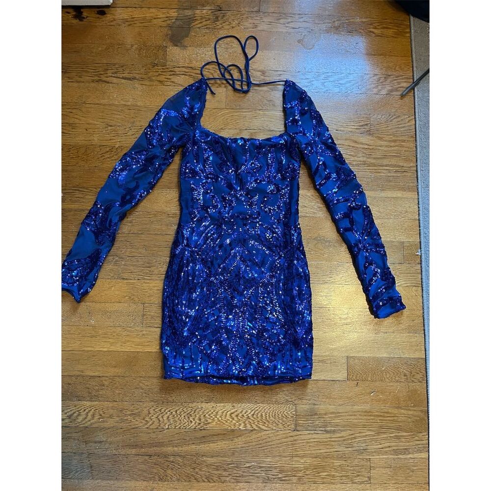 Lucy In the Sky Women's Blue Sequin Bodycon Dress Size S Party Cocktail